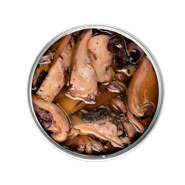 Konservuota sepija Algarve stiliumi -tikras jūros delikatesas.